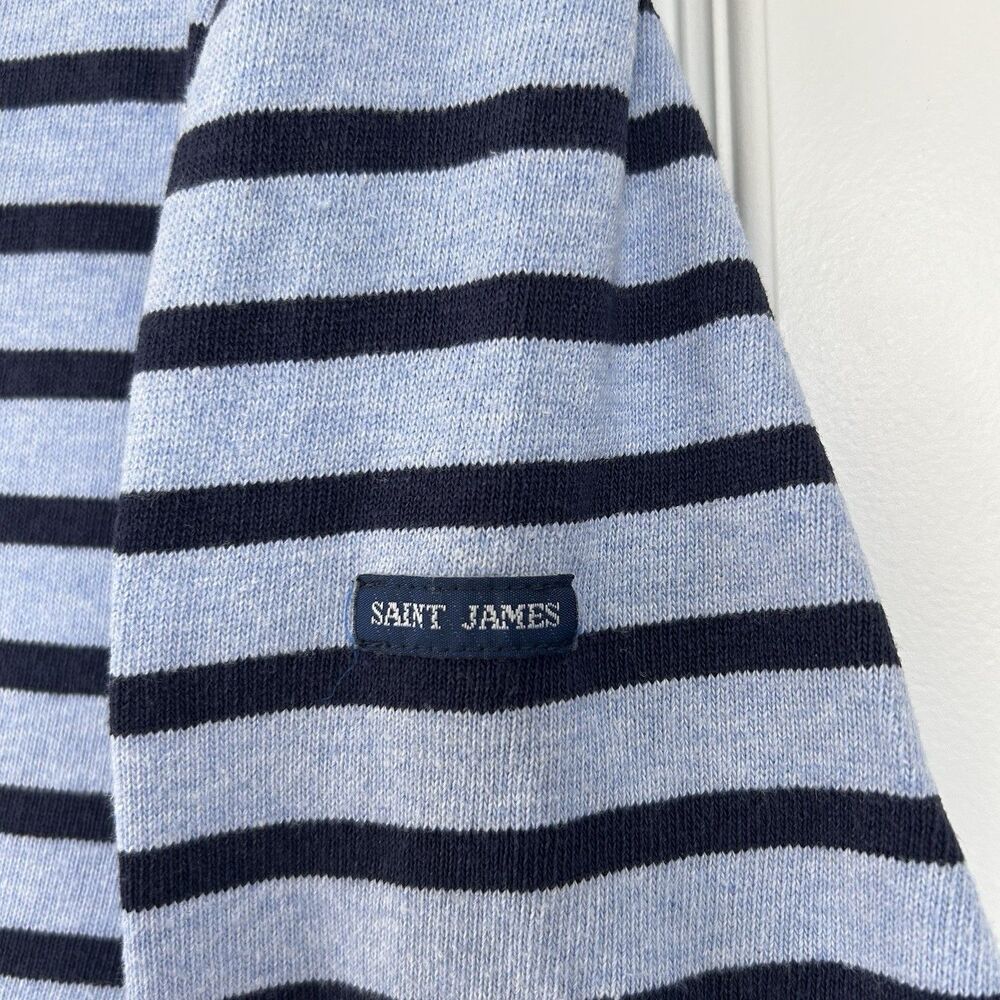 Saint James Top Womens Breton Blue Striped M Boatneck Long Sleeve Preppy France - Picture 4 of 12